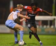 14 March 2022; Promise Omochere of Bohemians is tackled by Aaron O’Driscoll of Shelbourne during the SSE Airtricity League Premier Division match between Bohemians and Shelbourne at Dalymount Park in Dublin. Photo by Brendan Moran/Sportsfile