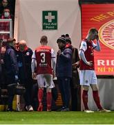 14 March 2022; Ian Bermingham of St Patrick's Athletic issubstituted due to injury during the SSE Airtricity League Premier Division match between St Patrick's Athletic and UCD at Richmond Park in Dublin. Photo by Piaras Ó Mídheach/Sportsfile