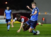 14 March 2022; Billy King of St Patrick's Athletic in action against Jack Keaney of UCD during the SSE Airtricity League Premier Division match between St Patrick's Athletic and UCD at Richmond Park in Dublin. Photo by Piaras Ó Mídheach/Sportsfile