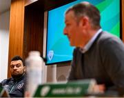 15 March 2022; Media officer Adam Thompson during a Republic of Ireland U21 media conference at FAI Headquarters in Abbotstown, Dublin. Photo by Eóin Noonan/Sportsfile
