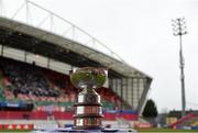 15 March 2022; A general view of the cup before the Munster Rugby Schools Senior Cup Final match between Crescent College Comprehensive, Limerick, and Presentation Brothers College, Cork, at Thomond Park in Limerick. Photo by Harry Murphy/Sportsfile