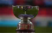 15 March 2022; A general view of the cup before the Munster Rugby Schools Senior Cup Final match between Crescent College Comprehensive, Limerick, and Presentation Brothers College, Cork, at Thomond Park in Limerick. Photo by Harry Murphy/Sportsfile