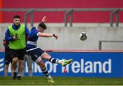 15 March 2022; Oscar Davey of Crescent College Comprehensive kicks a conversion during the Munster Rugby Schools Senior Cup Final match between Crescent College Comprehensive, Limerick, and Presentation Brothers College, Cork, at Thomond Park in Limerick. Photo by Harry Murphy/Sportsfile