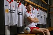 16 March 2022; To celebrate 30 years of the Allianz Leagues, six counties will wear once off retro jerseys inspired by those worn in the first season of Allianz’s sponsorship of the competition. The kits will be worn this weekend by Tyrone and Mayo in football along with Galway, Clare, Wexford and Cork in hurling. Fans can enter a draw to win a signed retro jersey with all proceeds going to Allianz’s charity partner Women’s Aid. To enter the raffle simply visit www.idonate.ie/raffle/AllianzWomensAid Pictured at the launch of the Allianz retro jerseys in Croke Park is Tyrone footballer Cathal McShane. Photo by Brendan Moran/Sportsfile