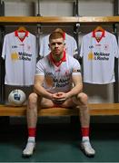 16 March 2022; To celebrate 30 years of the Allianz Leagues, six counties will wear once off retro jerseys inspired by those worn in the first season of Allianz’s sponsorship of the competition. The kits will be worn this weekend by Tyrone and Mayo in football along with Galway, Clare, Wexford and Cork in hurling. Fans can enter a draw to win a signed retro jersey with all proceeds going to Allianz’s charity partner Women’s Aid. To enter the raffle simply visit www.idonate.ie/raffle/AllianzWomensAid Pictured at the launch of the Allianz retro jerseys in Croke Park is Tyrone footballer Cathal McShane. Photo by Brendan Moran/Sportsfile