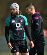 16 March 2022; Jonathan Sexton, right, and Mack Hansen during Ireland rugby squad training at Carton House in Maynooth, Kildare. Photo by Piaras Ó Mídheach/Sportsfile