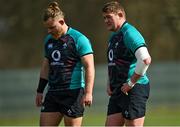 16 March 2022; Tadhg Furlong, right, and Finlay Bealham during Ireland rugby squad training at Carton House in Maynooth, Kildare. Photo by Piaras Ó Mídheach/Sportsfile