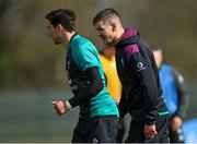 16 March 2022; Jonathan Sexton, right, and Joey Carbery during Ireland rugby squad training at Carton House in Maynooth, Kildare. Photo by Piaras Ó Mídheach/Sportsfile