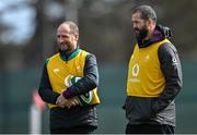 16 March 2022; Head coach Andy Farrell, right, and assistant coach Mike Catt during Ireland rugby squad training at Carton House in Maynooth, Kildare. Photo by Piaras Ó Mídheach/Sportsfile