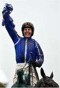 16 March 2022; Jockey Paul Townend celebrates after riding Energumene to victory in the Betway Queen Mother Champion Chase on day two of the Cheltenham Racing Festival at Prestbury Park in Cheltenham, England. Photo by David Fitzgerald/Sportsfile