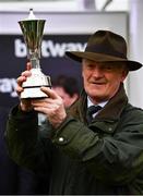 16 March 2022; Trainer Willie Mullins celebrates after he sent out Energumene to win the Betway Queen Mother Champion Chase on day two of the Cheltenham Racing Festival at Prestbury Park in Cheltenham, England. Photo by David Fitzgerald/Sportsfile