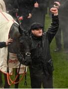 16 March 2022; Trainer Gordon Elliott celebrates after sending out Delta Work to win the Glenfarclas Cross Country Chase on day two of the Cheltenham Racing Festival at Prestbury Park in Cheltenham, England. Photo by Seb Daly/Sportsfile