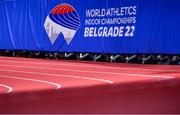 17 March 2022; A general view of the track ahead of the World Indoor Athletics Championships at the Štark Arena in Belgrade, Serbia. Photo by Sam Barnes/Sportsfile