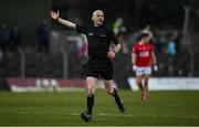 13 March 2022; Referee Liam Devenney during the Allianz Football League Division 2 match between Meath and Cork at Páirc Táilteann in Navan, Meath. Photo by Brendan Moran/Sportsfile