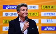 17 March 2022; World Athletics President Sebastian Coe speaking at a press conference ahead of the World Indoor Athletics Championships at the Štark Arena in Belgrade, Serbia. Photo by Sam Barnes/Sportsfile