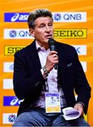 17 March 2022; World Athletics President Sebastian Coe speaking at a press conference ahead of the World Indoor Athletics Championships at the Štark Arena in Belgrade, Serbia. Photo by Sam Barnes/Sportsfile