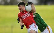 13 March 2022; Tadhg Corkery of Cork in action against Jordan Morris of Meath during the Allianz Football League Division 2 match between Meath and Cork at Páirc Táilteann in Navan, Meath. Photo by Brendan Moran/Sportsfile