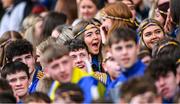 17 March 2022; A Naas CBS supporter at the Masita GAA Football All Ireland Post Primary Schools Hogan Cup Final match between Naas CBS, Kildare, and St Brendan's College Killarney, Kerry, at Croke Park in Dublin. Photo by Piaras Ó Mídheach/Sportsfile