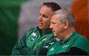 27 February 2022; Ireland head coach Mark Keenan, right, and assistant coach Adrian Fulton during the FIBA EuroBasket 2025 Pre-Qualifiers First Round Group A match between Ireland and Cyprus at the National Basketball Arena in Tallaght, Dublin. Photo by Brendan Moran/Sportsfile