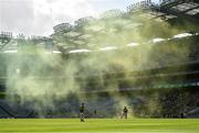 17 March 2022; A general view of smoke from a flare during the Masita GAA Football All Ireland Post Primary Schools Hogan Cup Final match between Naas CBS, Kildare, and St Brendan's College Killarney, Kerry, at Croke Park in Dublin. Photo by Piaras Ó Mídheach/Sportsfile