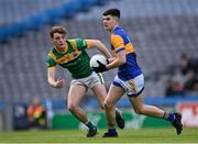 17 March 2022; Cian Boran of Naas CBS in action against William Shine of St Brendan's Killarney during the Masita GAA Football All Ireland Post Primary Schools Hogan Cup Final match between Naas CBS, Kildare, and St Brendan's College Killarney, Kerry, at Croke Park in Dublin. Photo by Piaras Ó Mídheach/Sportsfile