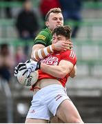 13 March 2022; Colm O’Callaghan of Cork in action against Ronan Jones of Meath during the Allianz Football League Division 2 match between Meath and Cork at Páirc Táilteann in Navan, Meath. Photo by Brendan Moran/Sportsfile