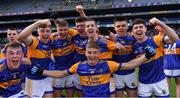 17 March 2022; Naas CBS players, including Austin Brennan, centre, celebrate after their side's victory in the Masita GAA Football All Ireland Post Primary Schools Hogan Cup Final match between Naas CBS, Kildare, and St Brendan's College Killarney, Kerry, at Croke Park in Dublin. Photo by Piaras Ó Mídheach/Sportsfile