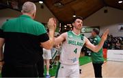 27 February 2022; Adrian O'Sullivan of Ireland is introduced before the FIBA EuroBasket 2025 Pre-Qualifiers First Round Group A match between Ireland and Cyprus at the National Basketball Arena in Tallaght, Dublin. Photo by Brendan Moran/Sportsfile