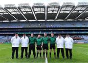 17 March 2022; Referee Thomas Walsh with his officials before the Masita GAA Hurling All Ireland Post Primary Schools Croke Cup Final match between Ardscoil Rís, Limerick, and St Kieran’s College, Kilkenny, at Croke Park in Dublin. Photo by Piaras Ó Mídheach/Sportsfile