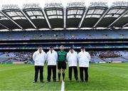 17 March 2022; Referee Thomas Walsh with his umpires before the Masita GAA Hurling All Ireland Post Primary Schools Croke Cup Final match between Ardscoil Rís, Limerick, and St Kieran’s College, Kilkenny, at Croke Park in Dublin. Photo by Piaras Ó Mídheach/Sportsfile