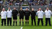 17 March 2022; Referee Paul Faloon with his officials before the Masita GAA Football All Ireland Post Primary Schools Hogan Cup Final match between Naas CBS, Kildare, and St Brendan's College Killarney, Kerry, at Croke Park in Dublin. Photo by Piaras Ó Mídheach/Sportsfile