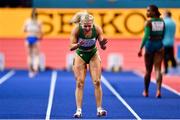 18 March 2022; Molly Scott of Ireland before competing in the women's 60m during day one of the World Indoor Athletics Championships at the Štark Arena in Belgrade, Serbia. Photo by Sam Barnes/Sportsfile