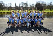 18 March 2022; The UCD novice and senior teams celebrate at UCD Boat Club in Islandbridge after defeating Trinity in the Corcoran Cup during the Annual Colours Boat Races between UCD and Trinity on the River Liffey in Dublin. Photo by Harry Murphy/Sportsfile