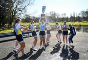 18 March 2022; Orla Ní Chuirc lifts the trophy as the UCD team celebrate at the UCD Boat Club in Islandbridge after defeating Trinity in the Sally Moorhead Trophy during the Annual Colours Boat Races between UCD and Trinity on the River Liffey in Dublin. Photo by Harry Murphy/Sportsfile