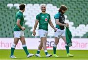 18 March 2022; Ireland players, from left, Joey Carbery, James Lowe and Mack Hansen during their captain's run at Aviva Stadium in Dublin. Photo by Brendan Moran/Sportsfile