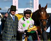 18 March 2022; Owner Rich Ricci, left, with jockey Paul Townend after riding Vauban to victory in the JCB Triumph Hurdle during day four of the Cheltenham Racing Festival at Prestbury Park in Cheltenham, England. Photo by David Fitzgerald/Sportsfile