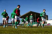 18 March 2022; Cork City players warm up before the SSE Airtricity League First Division match between Treaty United and Cork City at Markets Field in Limerick. Photo by Michael P Ryan/Sportsfile