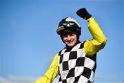 18 March 2022; Jockey Sean O'Keeffe on The Nice Guy after winning the Albert Bartlett Novices' Hurdle during day four of the Cheltenham Racing Festival at Prestbury Park in Cheltenham, England. Photo by Seb Daly/Sportsfile