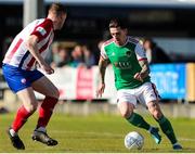 18 March 2022; Ruairi Keating of  Cork City in action against Sean Guerins of Treaty United during the SSE Airtricity League First Division match between Treaty United and Cork City at Markets Field in Limerick. Photo by Michael P Ryan/Sportsfile