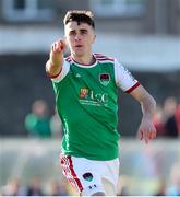 18 March 2022; Barry Coffey of Cork City celebrates after scoring his side's first goal during the SSE Airtricity League First Division match between Treaty United and Cork City at Markets Field in Limerick. Photo by Michael P Ryan/Sportsfile