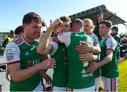 18 March 2022; Cian Bargary of Cork City, centre, celebrates with his team-mates after scoring his side's second goal during the SSE Airtricity League First Division match between Treaty United and Cork City at Markets Field in Limerick. Photo by Michael P Ryan/Sportsfile