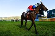 18 March 2022; Rachael Blackmore celebrates aboard A Plus Tard after winning the Boodles Cheltenham Gold Cup Chase during day four of the Cheltenham Racing Festival at Prestbury Park in Cheltenham, England. Photo by Seb Daly/Sportsfile