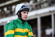 18 March 2022; Jockey Mark Walsh after riding Elimay to victory in the Mrs Paddy Power Mares' Chase during day four of the Cheltenham Racing Festival at Prestbury Park in Cheltenham, England. Photo by David Fitzgerald/Sportsfile