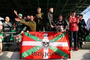 18 March 2022; Cork City supporters celebrate after the SSE Airtricity League First Division match between Treaty United and Cork City at Markets Field in Limerick. Photo by Michael P Ryan/Sportsfile