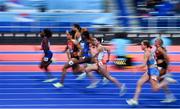 18 March 2022; Ditaji Kambundji of Switzerland, second from left, on her way to finishing second in her women's 60m semi-final during day one of the World Indoor Athletics Championships at the Štark Arena in Belgrade, Serbia. Photo by Sam Barnes/Sportsfile