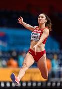 18 March 2022; Claudia Conte of Spain, competing in the long jump of the women's Pentathlon during day one of the World Indoor Athletics Championships at the Štark Arena in Belgrade, Serbia. Photo by Sam Barnes/Sportsfile
