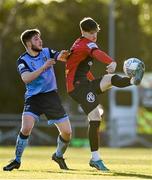 18 March 2022; Stephen Mallon of Bohemians in action against Alex Dunne of UCD during the SSE Airtricity League Premier Division match between UCD and Bohemians at UCD Bowl in Belfield, Dublin. Photo by Brendan Moran/Sportsfile