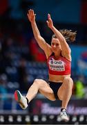 18 March 2022; Dorota Skrivanová of Czech Republic competing in the long jump of the women's Pentathlon during day one of the World Indoor Athletics Championships at the Štark Arena in Belgrade, Serbia. Photo by Sam Barnes/Sportsfile