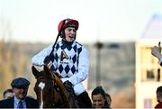 18 March 2022; Mark McDonagh celebrates on Banbridge after winning the Martin Pipe Conditional Jockeys' Handicap Hurdle during day four of the Cheltenham Racing Festival at Prestbury Park in Cheltenham, England. Photo by David Fitzgerald/Sportsfile