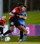 18 March 2022; Promise Omochere of Bohemians in action against Donal Higgins of UCD during the SSE Airtricity League Premier Division match between UCD and Bohemians at UCD Bowl in Belfield, Dublin. Photo by Brendan Moran/Sportsfile